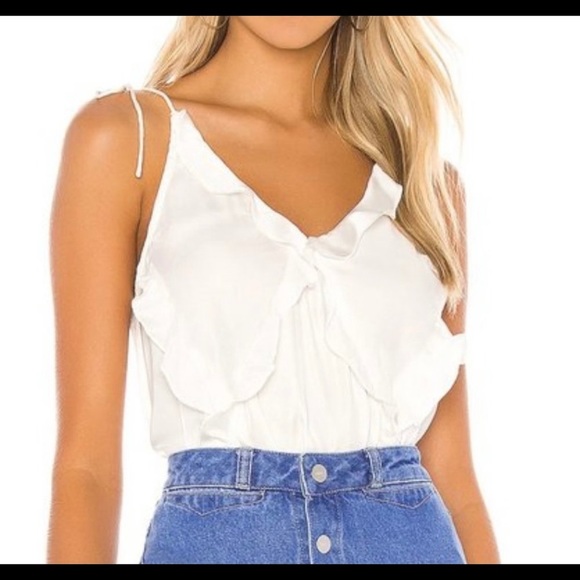 Free People Tops - NWOT Free People Ivory Ruffled Camisole Size XL